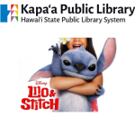 Lilo & Stitch movie poster is shown, to promote kids movie night, at Kapaa Public Library.