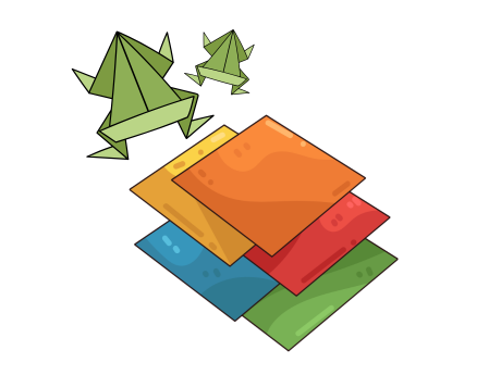 Origami paper and origami frogs