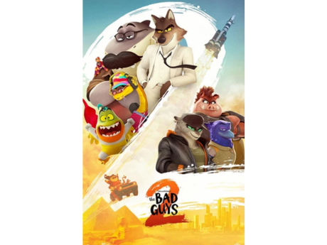 Movie poster featuring animated animals. Text reads Bad Guys 2