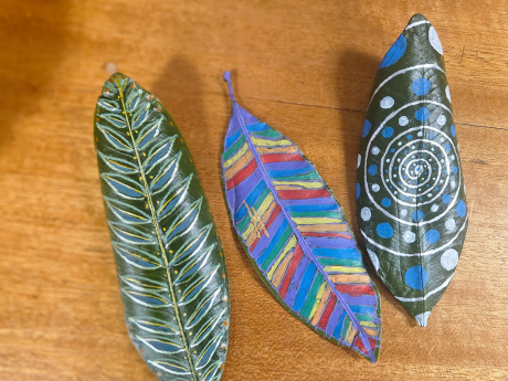 Leaves painted multiple colores