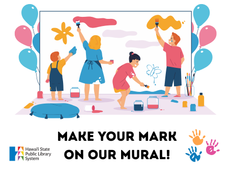 image of children painting a mural, balloons, handprints