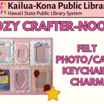Cozy Crafter-noon featuring samples of felt photo/card keychain charms