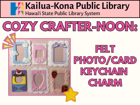 Cozy Crafter-noon featuring samples of felt photo/card keychain charms
