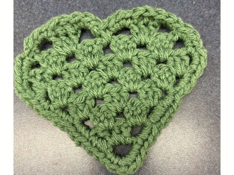 Green Crochet Heart Coaster
