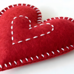 heart with white stitching