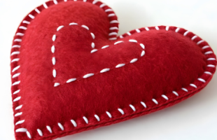 heart with white stitching