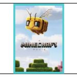 minecraft bee lfying over title floating over minecraft bushes