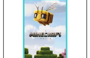 minecraft bee lfying over title floating over minecraft bushes