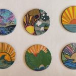 image of 6 magnetic canvas art pieces depicting the sun