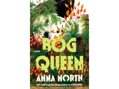 A white corpse of a woman's face covered by ferns