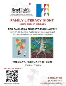 Flyer and QR Code for Family Literacy Night at Kihei Public Library