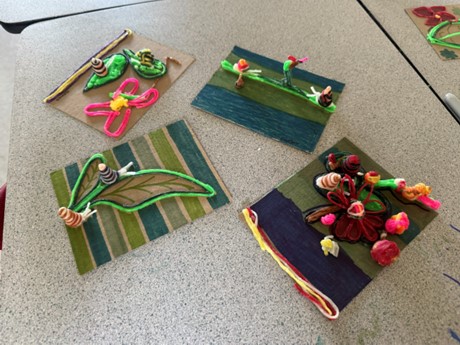Art project using waxed yarn