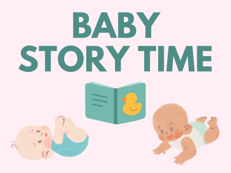 There are two babies pictured, along with a book with a rubber duck on the cover.