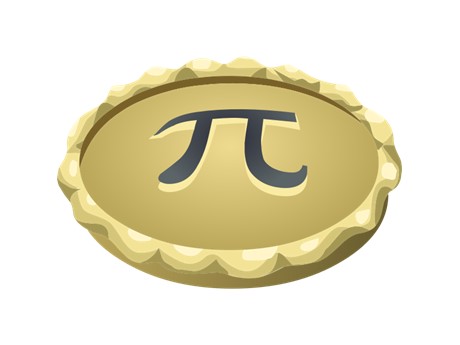 Drawing of a pie with the pi symbol in the center