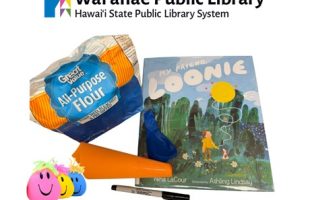A picture of stress ball kit with flour, a funnel, a marker, three colorful stress balls, and the children's book My Friend Loonie.