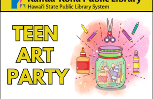 Teen Art Party logo featuring assorted art supplies