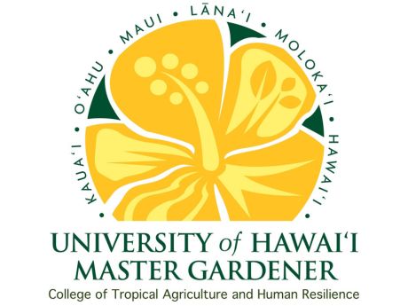 Logo with a yellow hibiscus and green text reading "University of Hawaii Master Gardener College of Tropical Agriculture and Human Resilience".