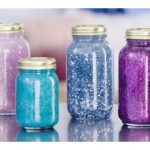 jars with colorful glitter inside