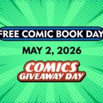 Free Comic Book Day and Comics Giveaway Day logos with May 2, 2026 date