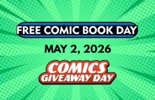 Free Comic Book Day and Comics Giveaway Day logos with May 2, 2026 date