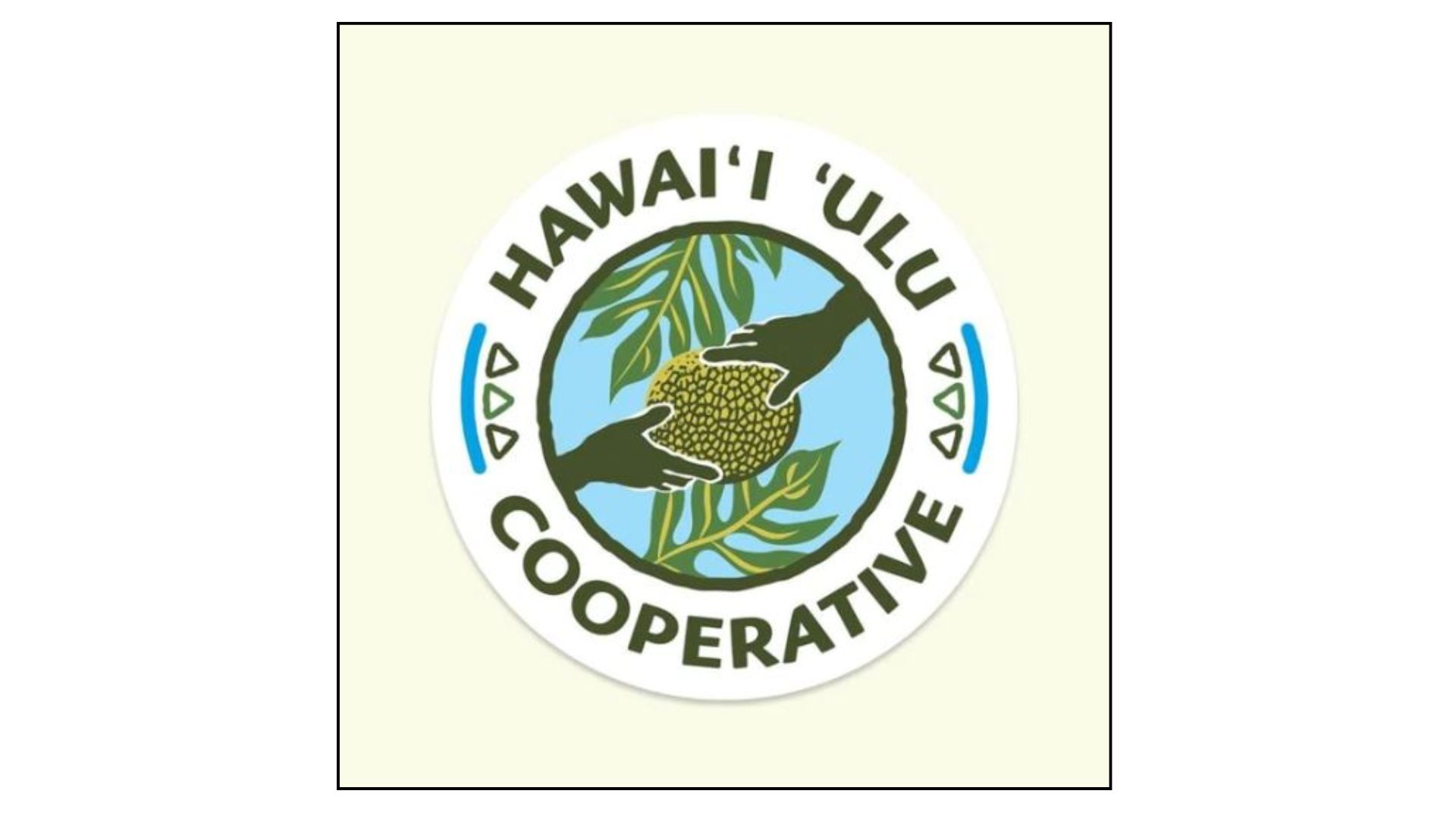 Hawaii Ulu Cooperative Logo featuring 2 hands holding a breadfruit.
