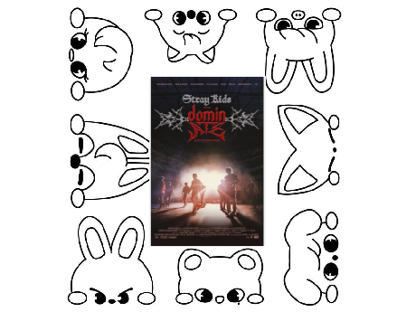 Stray kids movie cover surrounded by SKZoo