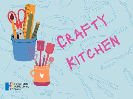 kitchen tools and craft tools, text reads "crafty kitchen"