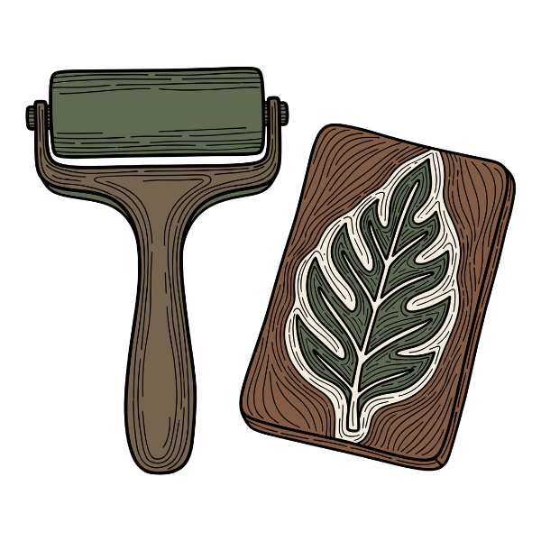 printmaking stamp and brayer