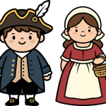 image of boy and girl in colonial clothing