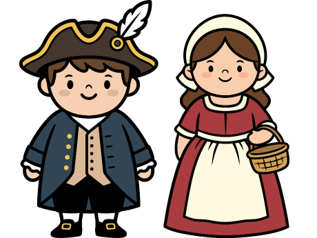 image of boy and girl in colonial clothing