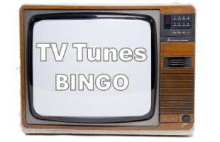 TV with the Words TV Tunes BINGO on the screen