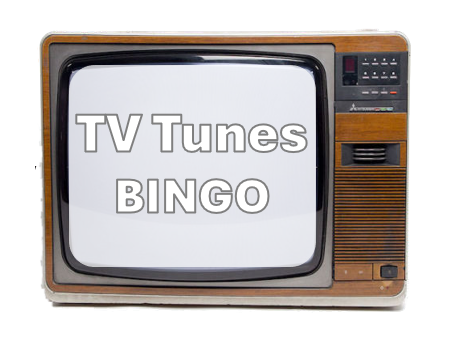 TV with the Words TV Tunes BINGO on the screen