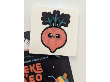 picture of a cute pink beet on a white square