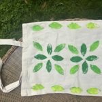 Tote bag with green printed pattern