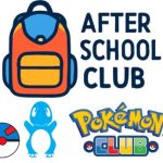 image of a backpack with a poke ball, Pokemon character, and PokemonClub logo with the text After School Club