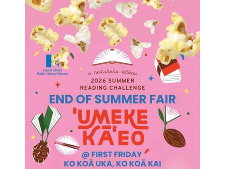 Bright flyer featuring popcorn and graphics from the 2026 Summer Reading Challenge
