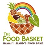 basket of produce with a rainbow behind it