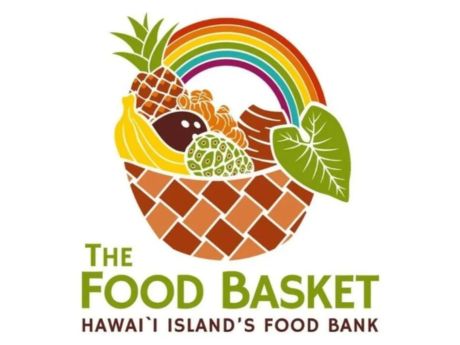 basket of produce with a rainbow behind it
