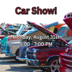 Flyer for the Pahoa Car Show. Classic cars are in the background.