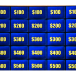 A grid of twenty blue squares with yellow text indicating monetary values from 100 t o 100to500, arranged in four rows and five columns.