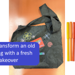 transform an old bag with a fresh makeover, black bag with colored pens