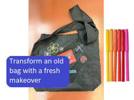 transform an old bag with a fresh makeover, black bag with colored pens
