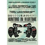 Movie poster for the documentary film Hunting During Wartime. It features two Ravens drawn in the Pacific Northwest indigenous style.